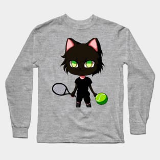 Black Cat Tennis Long Sleeve T-Shirt